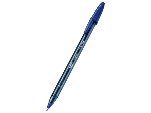 Bolígrafo Bic, Cristal, Punto Ultra Fin, Color Azul, 12 pzas.