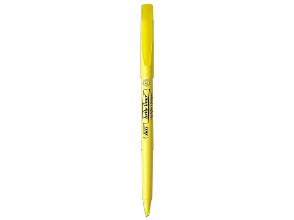 Marcatextos Bic Brite Liner, Color Amarillo. Incluye 12 Piezas por Paquete.