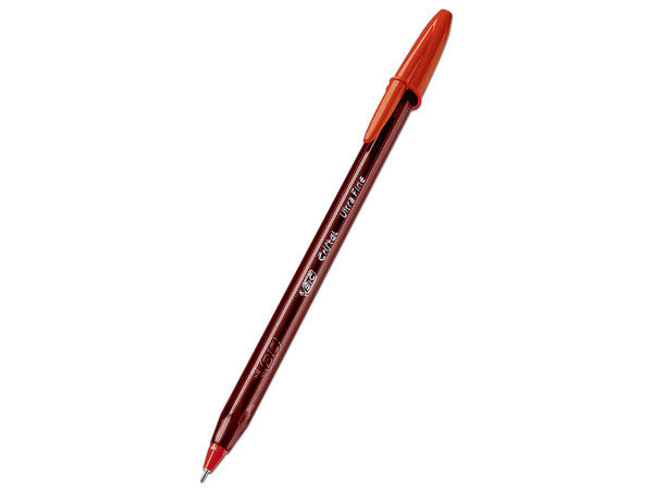 Bolígrafo Bic Cristal Precisión y Suavidad, Punta Ultra Fina de 0.7 mm, Color Rojo, Paquete Con 12 Piezas.