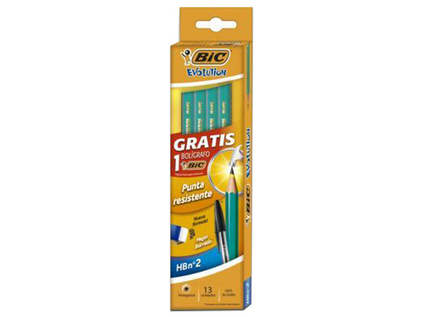 Lápiz Bic Evolution Hexagonal de Resina, Caja con 12 Piezas.