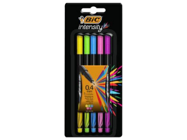 Plumones BIC Intensity Fashion, Paquete con 5 piezas multicolores.
