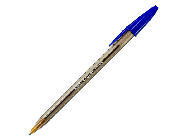 Bolígrafo Bic Cristal de punta extra gruesa 1.6mm, color azul. Paquete con 12 piezas