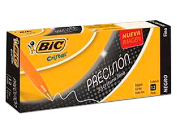 Bolígrafo BIC F-290, Tinta color negro, punto fino caja con 12 piezas.