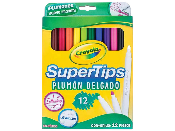 Plumones Crayola SuperTips, Lavable, Caja con 12 Pieza.