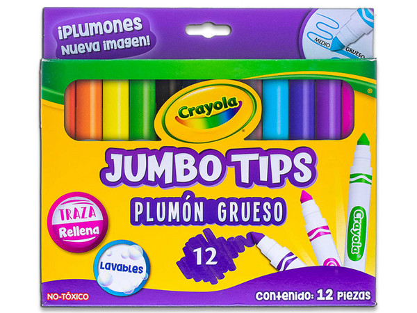 Plumones Crayola JumboTips de 12 Piezas.
