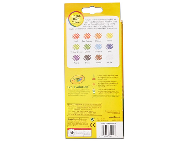 Paquete de Lapices de Colores Crayola 684012, Caja con 12 Piezas.
