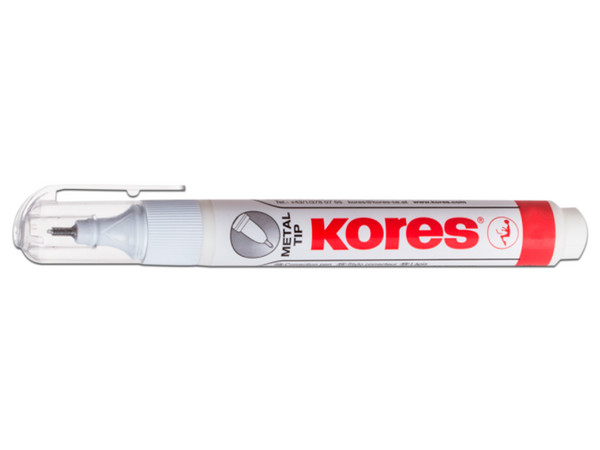 Pluma correctora Kores METAL TIP, 8mm, Paquete con 12 piezas.