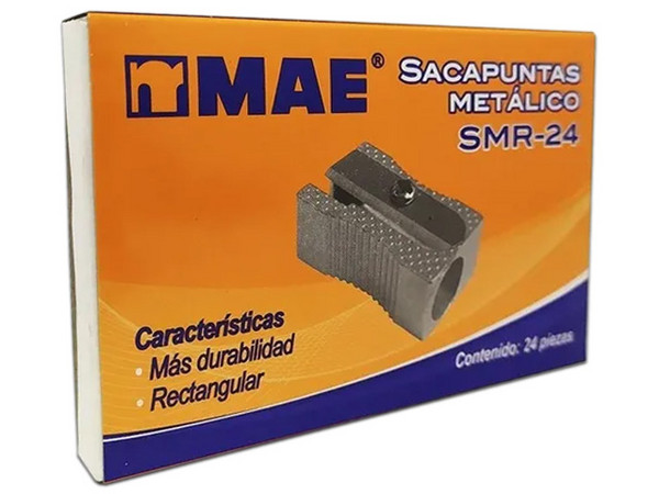 Paquete de Sacapuntas MAE SMR-24, Metálico, rectangular, 24 piezas.