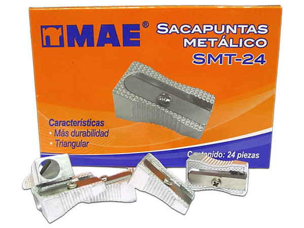 Sacapuntas Mae SMT-24, metálico, caja con 24 piezas.