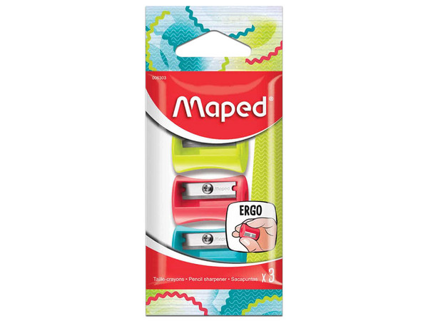 Sacapuntas Maped Vivo, 1 Orificio, Paquete con 3 Piezas.