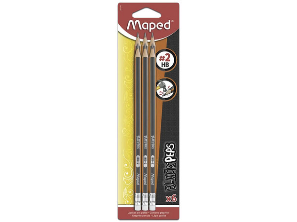 Lápiz de Grafito, Maped, HB No. 2, Modelo 851745ZT, Cuerpo Triangular, 6 Piezas.