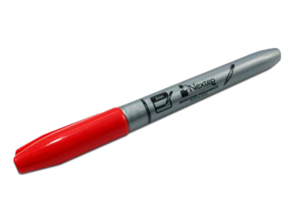 Marcador Permanente Nextep NE-071, Punta Fina, 12 Piezas. Color Rojo.