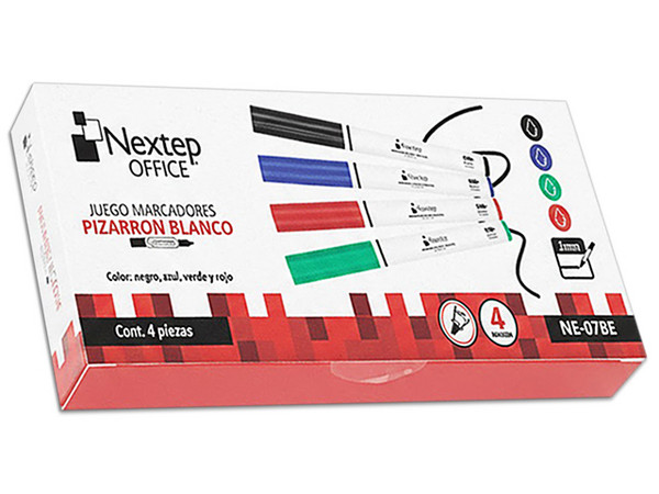Marcadores Nextep Economino NE 078E, Punta fina redonda 2.5 mm, Juego de 4 colores
