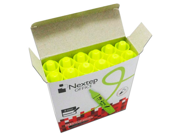 Paquete de Marcatextos Nextep NE-079A, 12 piezas, Color Amarillo Fluorescente.