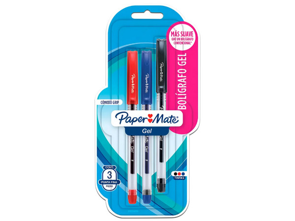 Bolígrafos Paper Mate 2066238, Punta Fina, Paquete con 3 Piezas.