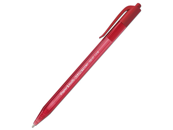 Bolígrafo Retráctil Paper Mate Kilométrico, color rojo. Paquete con 12 piezas
