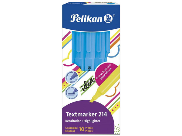 Resaltador de texto Pelikan Textmarker 214, color azul, caja con 10 piezas.