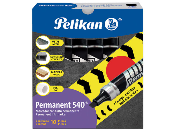Marcador Pelikan Permanente 540, 10 Piezas. Color Negro.