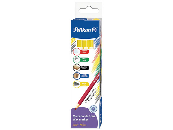Marcador de Cera Pelikan 50800105, Amarillo, Uso Escolar y Oficina, Colores Intensos, No Tóxico.