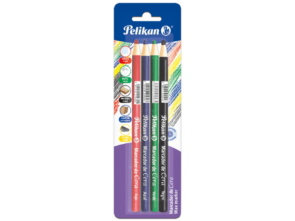 Marcador de Cera Pelikan 50800140, Tarjeta con 4 Marcadores.