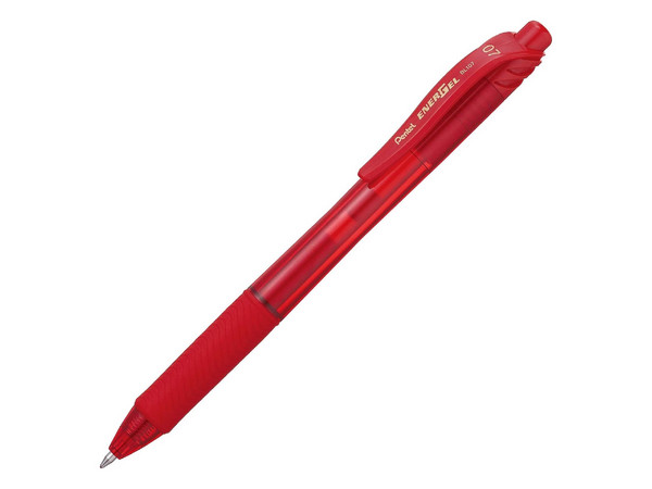 Bolígrafo Pentel EnerGel Retráctil Rojo, Punta 0.7 mm, Empaque con 12 Unidades.