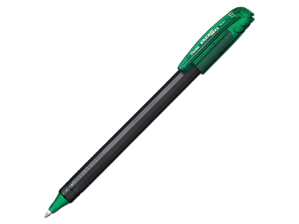 Bolígrafo Stick Pentel Energel, Punta de 0.7mm, Color Verde, Caja con 12 Piezas.