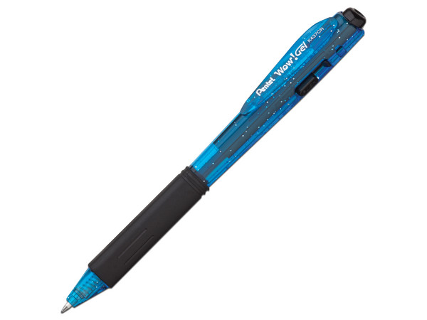 Bolígrafo Pentel Wow! Gel, Color Azul, Punto 0.7mm (Mediano), Caja de 12 piezas.