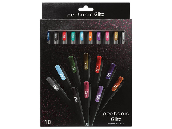 Bolígrafo de Gel PENTONIC Glitter 1.0mm, Colores Surtidos, Presentación en Caja con 10 Piezas.
