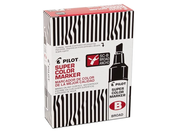 Marcador Permanente Pilot, 12 Piezas. Color Negro.