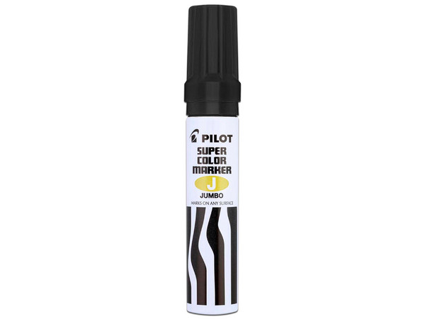 Marcador Permanente, Pilot, Jumbo, Punta Cincel hasta 12.5 mm, Negro, Blíster, 1 Pieza.