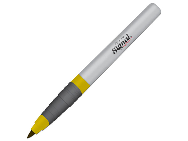 Marcador permanente AZOR Signal 30005, Punto Fino, Color Amarillo, Paquete con 12 piezas.