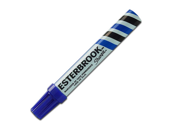 Marcador Permanente Sharpie Esterbook de punta cincel. Color Azul