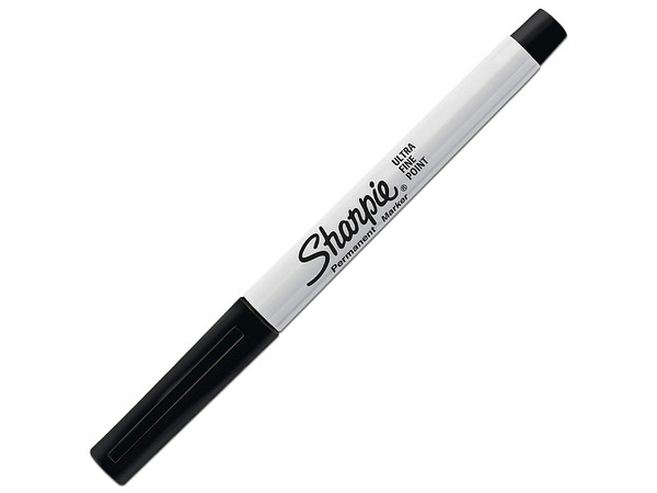 Marcador Permanente Sharpie, Punta Ultra Fina, Caja con 12 Piezas, Color Negro.