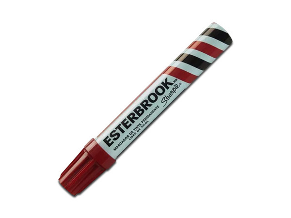 Marcador Permanente Sharpie Esterbook de punta cincel. Color Rojo