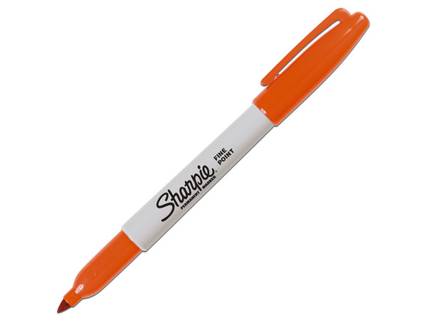 Marcador Permanente Sharpie, Punta Fina, Caja con 6 Piezas, Color Naranja.