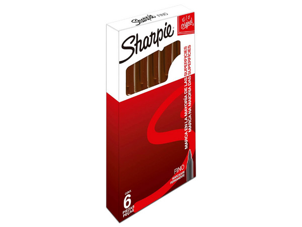 Paquete de Marcadores permanentes Sharpie M1922535, 12 piezas, Punto fino, Color Cafe.