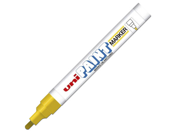 Marcador Industrial Permanente Unipaint Marker, Color Amarillo, Paquete con 12 piezas.