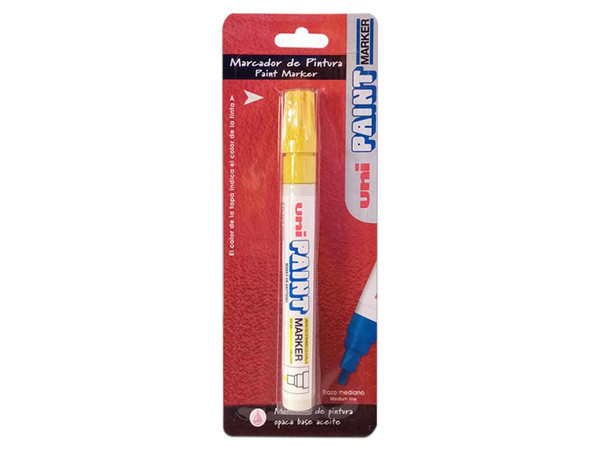 Marcador Permanente Unipaint Marker de punta bala. Color Amarillo