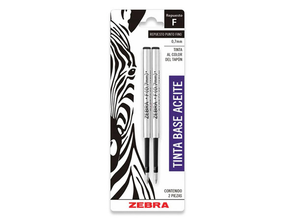 Repuesto de Tinta Zebra 0120 para Bolígrafo F-301, Color Negro, Contiene 2 Piezas.