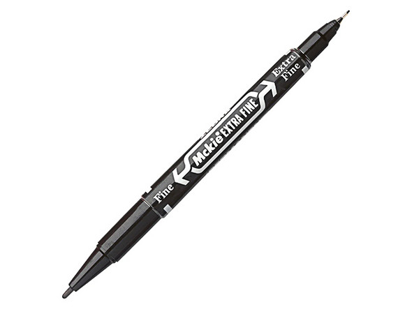 Marcador Permanente ZEBRA McKie, Doble Punta Fina/Extra Fina, Color Negro, Paquete con 6 Piezas.