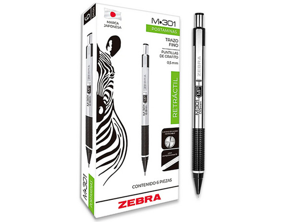 Lapicero Retráctil ZEBRA M-301, Punta 0.5mm, Paquete con 6 Piezas.