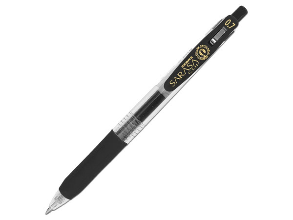 Bolígrafo Zebra, Sarasa Clip, Rollerball Retráctil, Punta Mediana 0.7 mm, Tinta Gel, Color Negro, Caja con 6 Piezas.