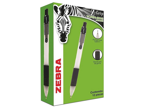 Bolígrafo Zebra Z-Grip, 0.5mm, Paquete con 12 piezas.
