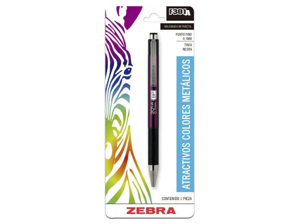 Bolígrafo Zebra F-301-A, Punto Fino, Color Negro.