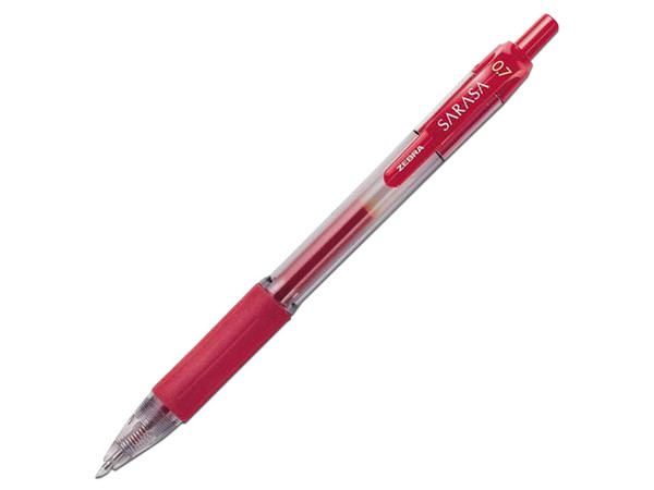 Bolígrafo Retráctil de gel Zebra Sarasa de punta fina. Color Rojo