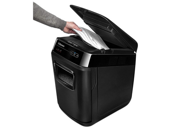 Trituradora Automática Fellowes AutoMax 200C de corte cruzado. Color Negro.