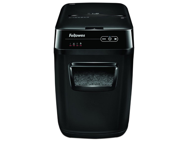 Trituradora Automática Fellowes AutoMax 130C de corte cruzado. Color negro.