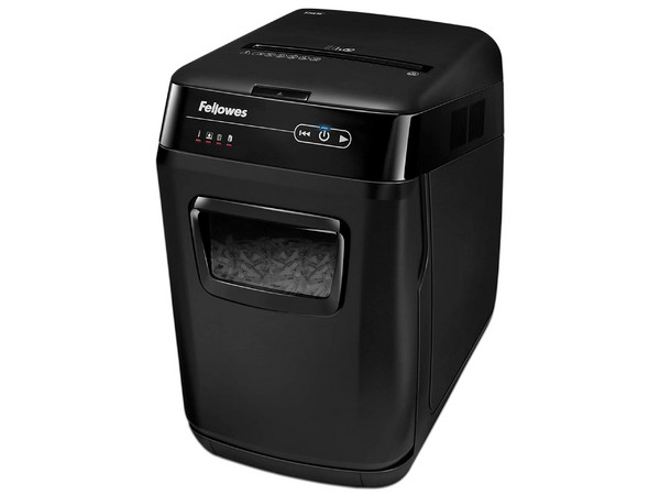 Trituradora Automática Fellowes AutoMax 130C de corte cruzado. Color negro.