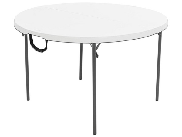 Mesa Plegable Redonda 121.9cm Lifetime 280064, Resistente al Clima, Color Blanca.