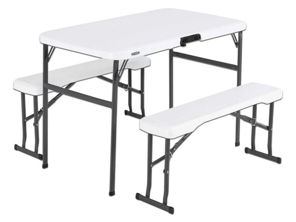 Mesa de Picnic 1.06m Lifetime con 2 Bancas, Resistente al Clima y UV, Color Gris.